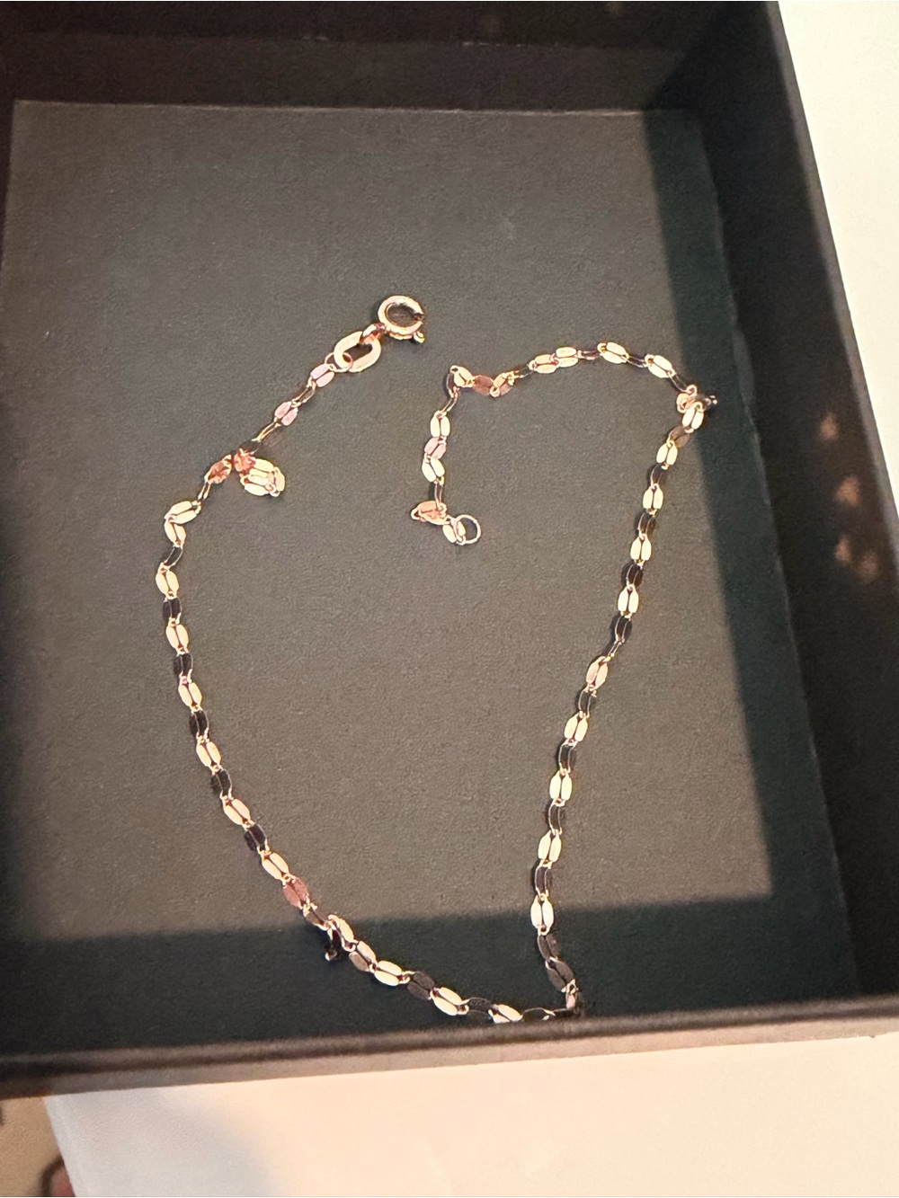 10k Solid Gold Rose Gold Mirror Link Anklet 2mm, 10.75”